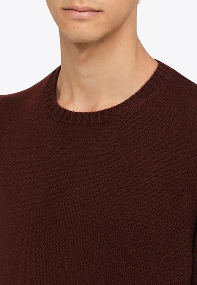 Drumohr Bordeaux Cashmere Crew-neck Sweater In Burgundy