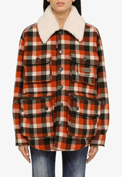 Shop Dsquared2 Checked Wool-blend Field Jacket In Multicolor