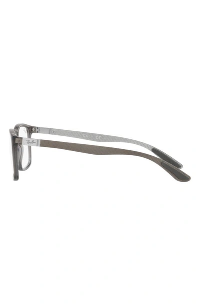 Ray Ban 53mm Rectangular Optical Glasses In Transparent Grey