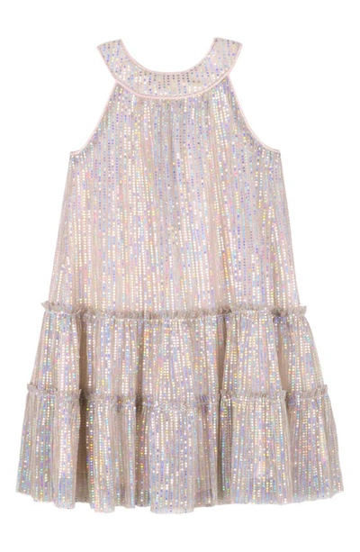 Shop Zunie Kids' Foil Dot Party Dress In Rose Gold