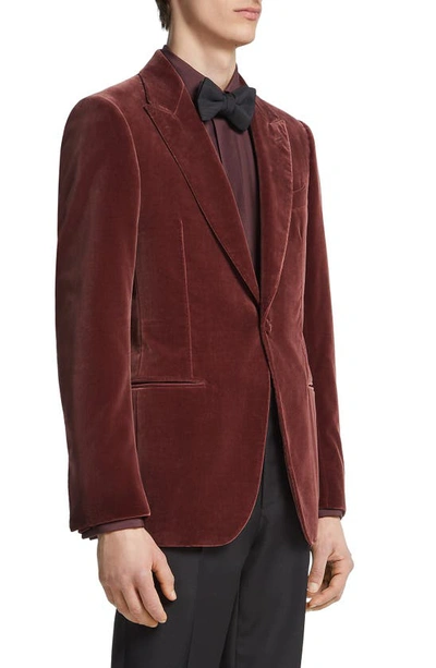 Zegna Couture Peak Lapel Velveteen Dinner Jacket In Deep Rose