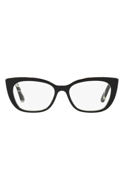 Shop Dolce & Gabbana 49mm Cat Eye Optical Glasses In Black White