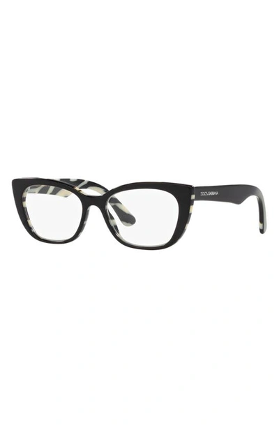 Dolce & Gabbana 49mm Cat Eye Optical Glasses In Black White