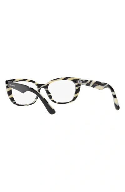 Shop Dolce & Gabbana 49mm Cat Eye Optical Glasses In Black White