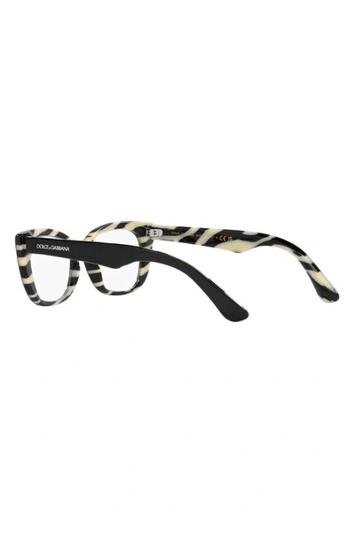 Shop Dolce & Gabbana 49mm Cat Eye Optical Glasses In Black White