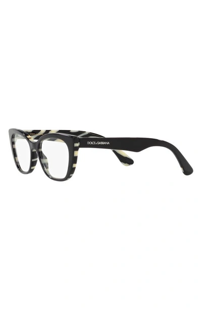 Shop Dolce & Gabbana 49mm Cat Eye Optical Glasses In Black White