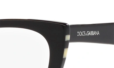 Shop Dolce & Gabbana 49mm Cat Eye Optical Glasses In Black White