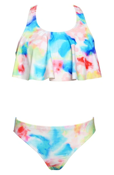 Shop Hobie Kids' Tide Flounce Strappy Two-piece Swimsuit In Multi