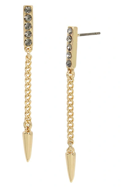 Shop Allsaints Crystal Bar & Chain Linear Drop Earrings In Black Diamond