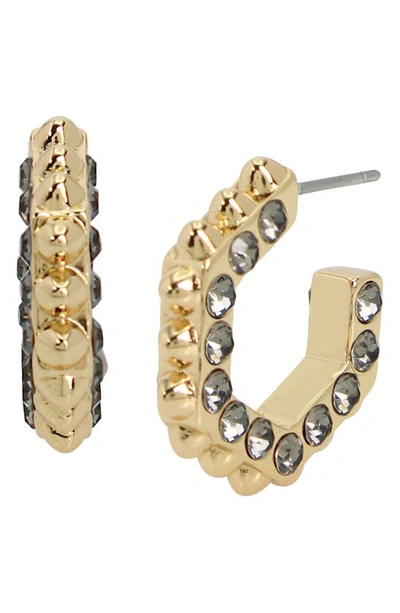 Shop Allsaints Crystal Stud Hoop Earrings In Black Diamond