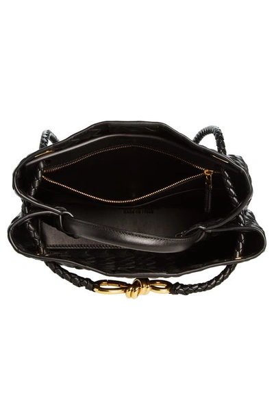 Bottega Veneta Small Andiamo Intrecciato Shoulder Bag In Black Brass/ Black