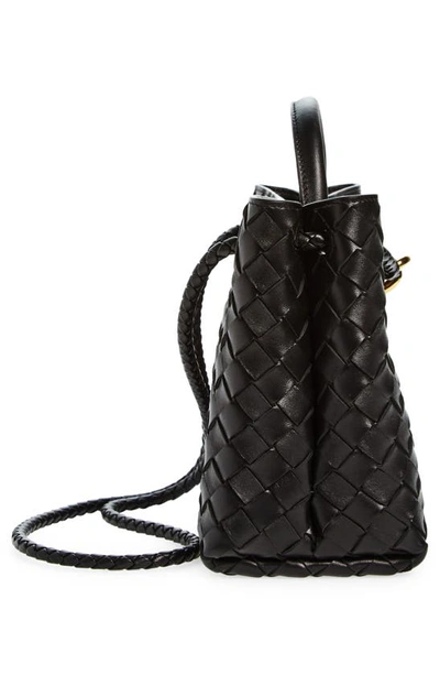 Bottega Veneta Small Andiamo Intrecciato Shoulder Bag In Black Brass/ Black