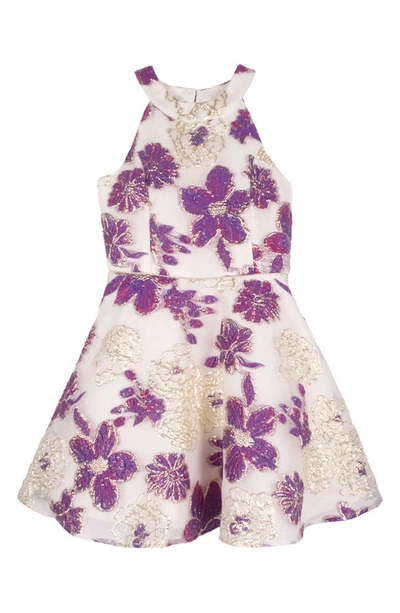 Shop Zunie Kids' Floral Organza Party Dress In Ivory/ Multi