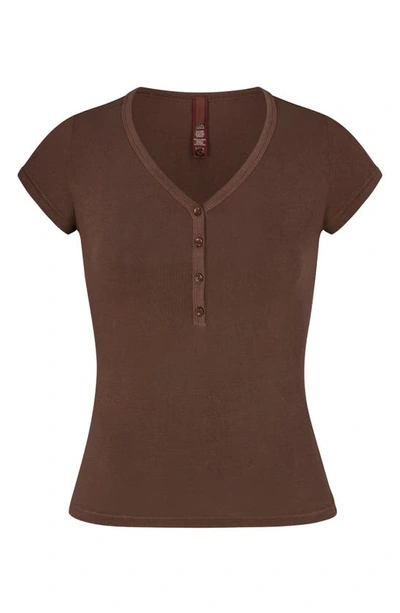 Shop Skims New Vintage Henley T-shirt In Cocoa