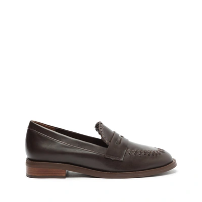 Shop Schutz Lenon Leather Flat In New Bison
