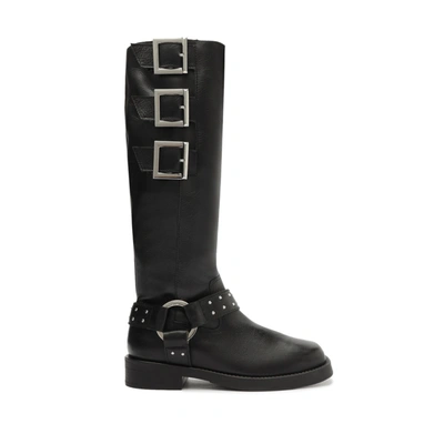 Shop Schutz Luccia Buckle Graxo Leather Boot In Black