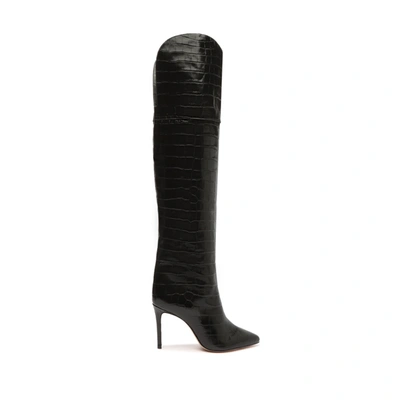 Shop Schutz Maryana Over The Knee Leather Boot In Black