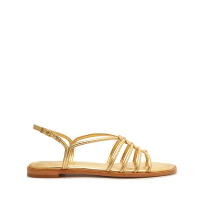 Shop Schutz Octavia Metallic Leather Sandal In Gold