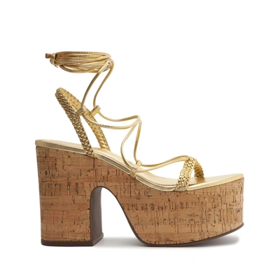 Shop Schutz Maxima Cutout Metallic Sandal In Gold