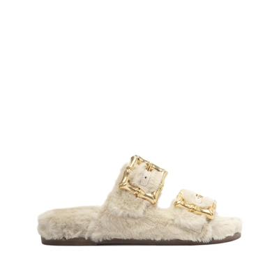 Shop Schutz Enola Furry Sporty Sandal In White