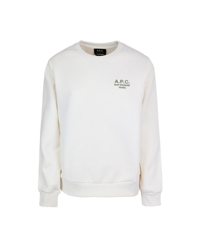 Shop Apc A.p.c. Logo Embroidered Crewneck Sweatshirt In White