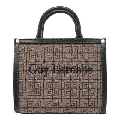 Shop Guy Laroche Logo Embroidered Tote Bag In Brown