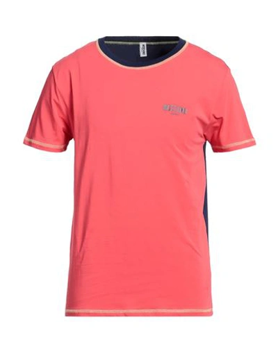 Shop Moschino Man T-shirt Coral Size M Cotton, Elastane In Red
