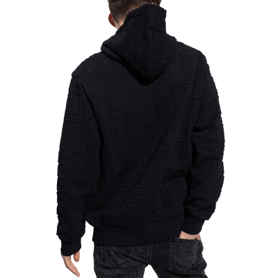 Shop Balmain Monogrammed Hooded Sweatshirt