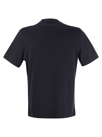 Shop Brunello Cucinelli Crew Neck Basic Fit Cotton Jersey T Shirt With Print
