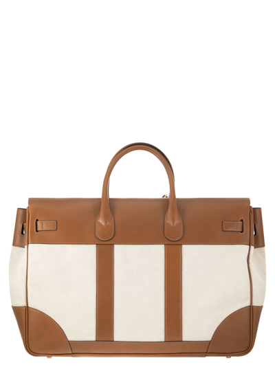 Shop Brunello Cucinelli Country Bag In Leather And Fabric