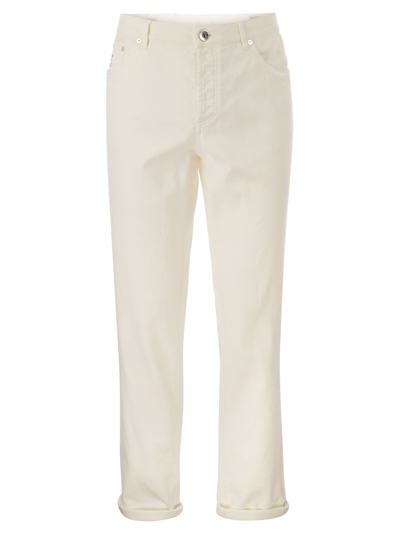 Shop Brunello Cucinelli Five Pocket Traditional Fit Trousers In Light Comfort Dyed Denim