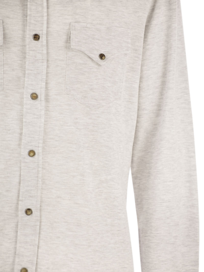Shop Brunello Cucinelli Linen And Cotton Blend Leisure Fit Shirt With Press Studs And Pockets
