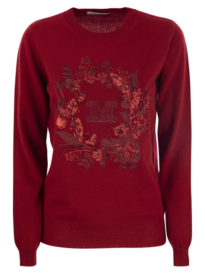 Shop Max Mara Bari Wool And Cashmere Sweater With Embroidery