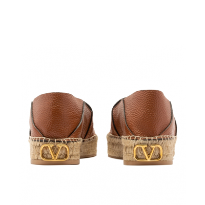 Shop Valentino Garavani  Garavani Logo Plaque Leather Espadrilles