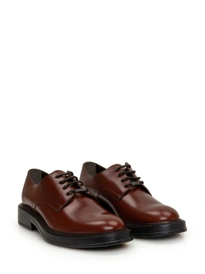 Shop Tod's Laced Derby Passal In Brown