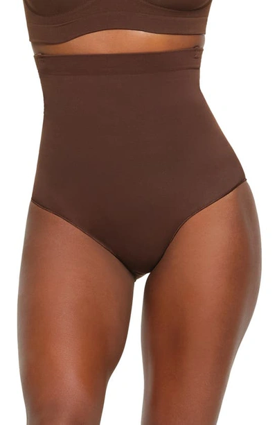 Shop Skims Core Control High Waist Briefs In Cocoa