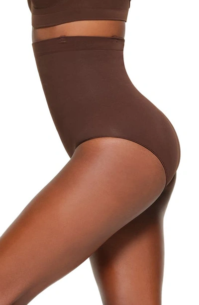 Shop Skims Core Control High Waist Briefs In Cocoa