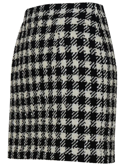 Shop Alessandra Rich Black And White Wool Blend Miniskirt