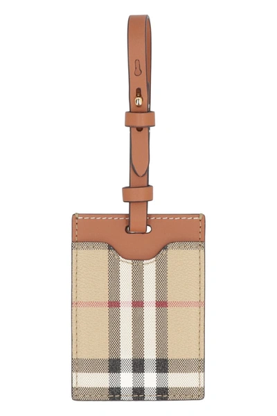 Shop Burberry Leather Luggage Tag In Saddle Brown