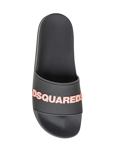 Shop Dsquared2 Slides With Logo In Black