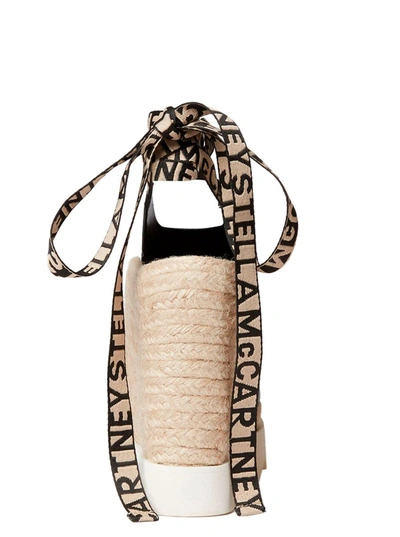 Stella Mccartney 'gaia' Black Wedges With Jacquard Logo And Rope Heel Woman In Black