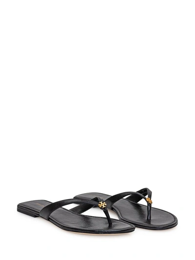 Shop Tory Burch Thong Sandal With Logo In Black