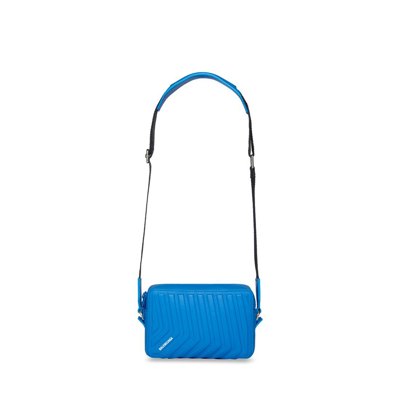 Shop Balenciaga Men Car Leather Camera Bag In Blue