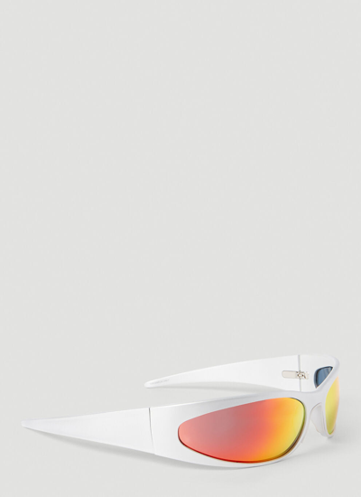 Shop Balenciaga Women Reverse Xpander 2.0 Rectangle Sunglasses In White