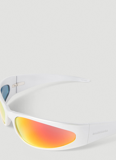 Shop Balenciaga Women Reverse Xpander 2.0 Rectangle Sunglasses In White