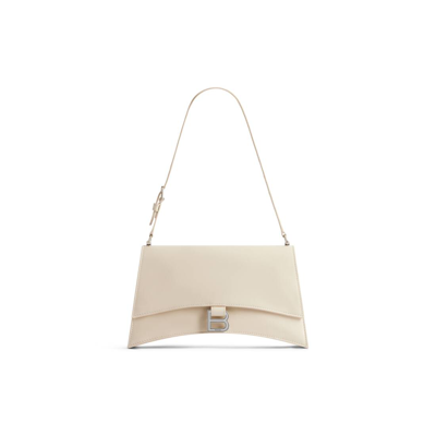 Shop Balenciaga Women Small Crush Sling Leather Shoulder Bag In White
