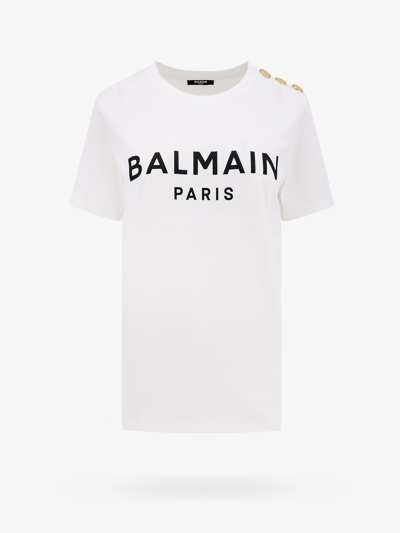 Shop Balmain Woman T-shirt Woman White T-shirts