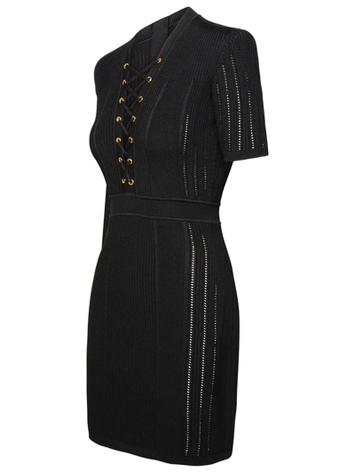 Shop Balmain Woman Black Viscose Blend Dress