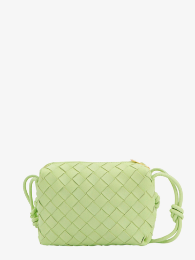 Shop Bottega Veneta Woman Loop Woman Green Shoulder Bags