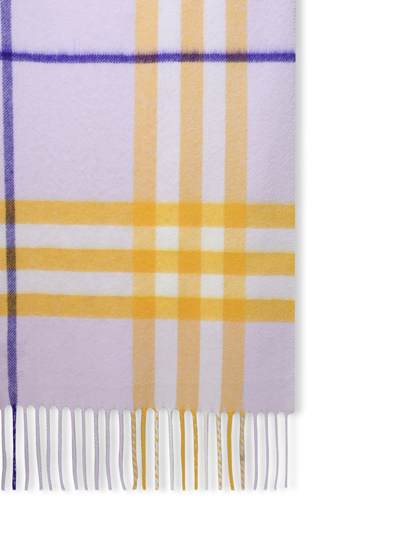 Shop Burberry Woman  Lilac Cashmere Scarf In Multicolor